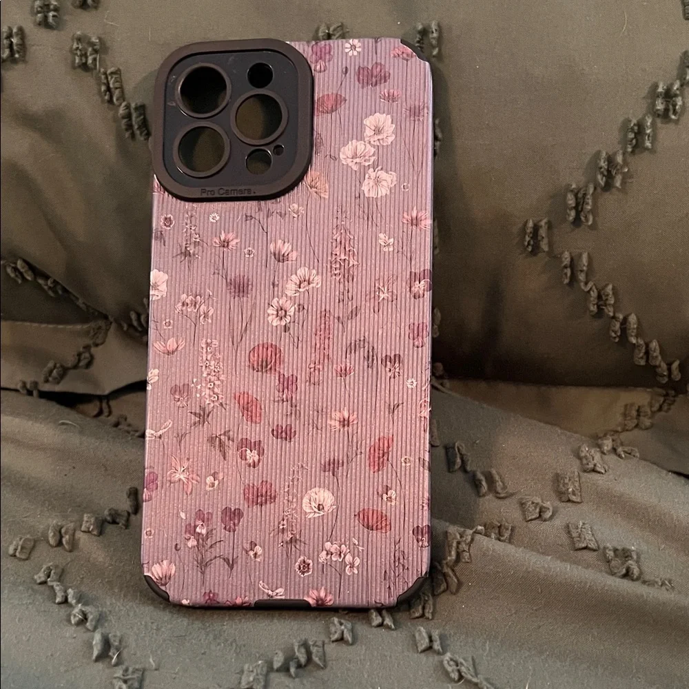Floral Pattern Phone Case - Black and Purple